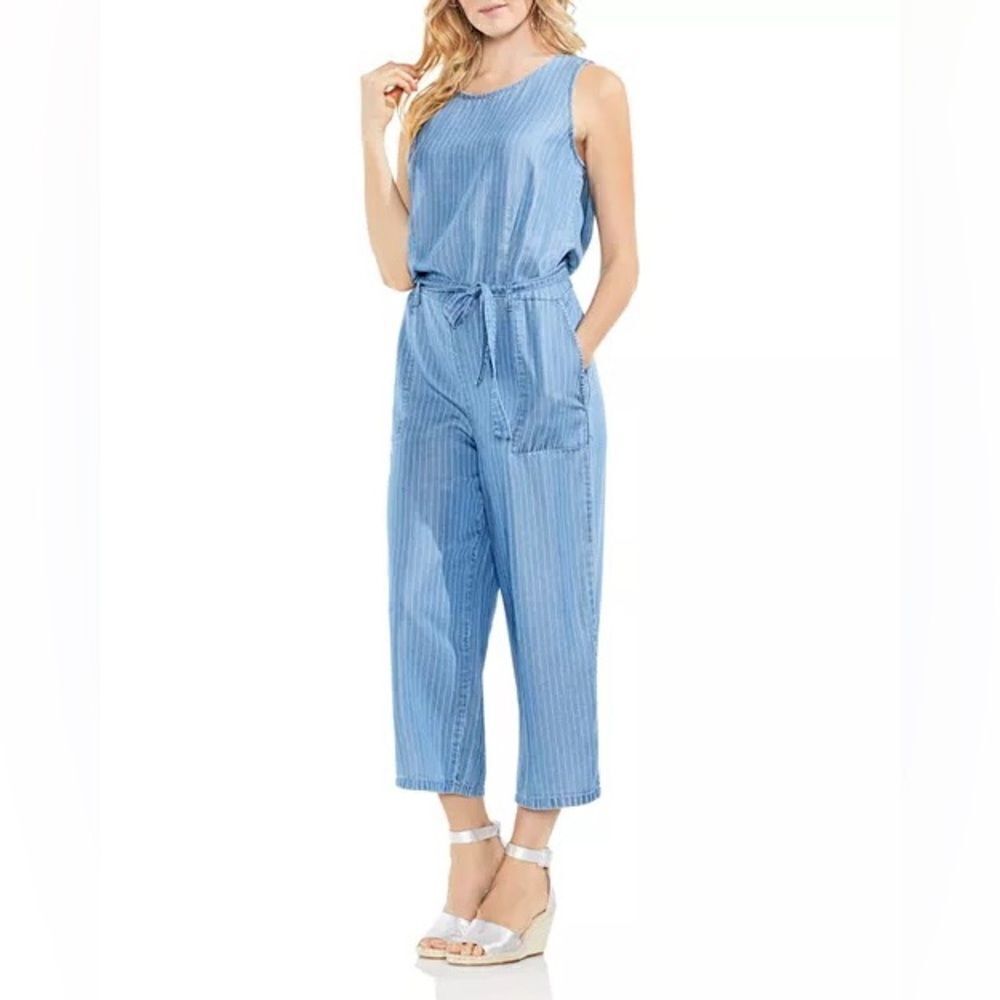 Vince Camuto Pinstripe Chambray Jumpsuit